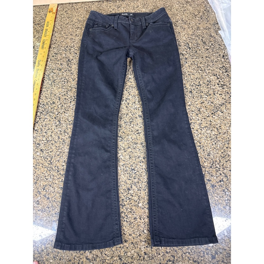 Miss Me Black Bootcut Jeans Embellished Flap Pocket Low Rise Size 28